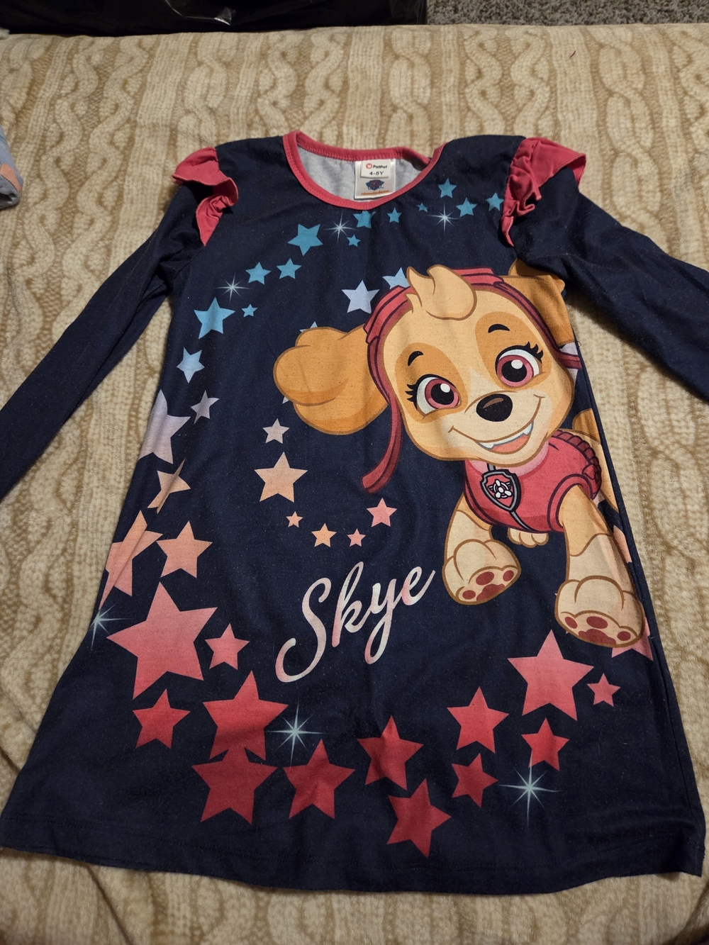 Paw Patrol Skye Nightgown — Navy with Pink Stars